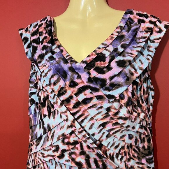 ⭐4 FOR $20⭐ London Times Women's Colorful Layered Dress - Size 10 - Picture 2 of 6